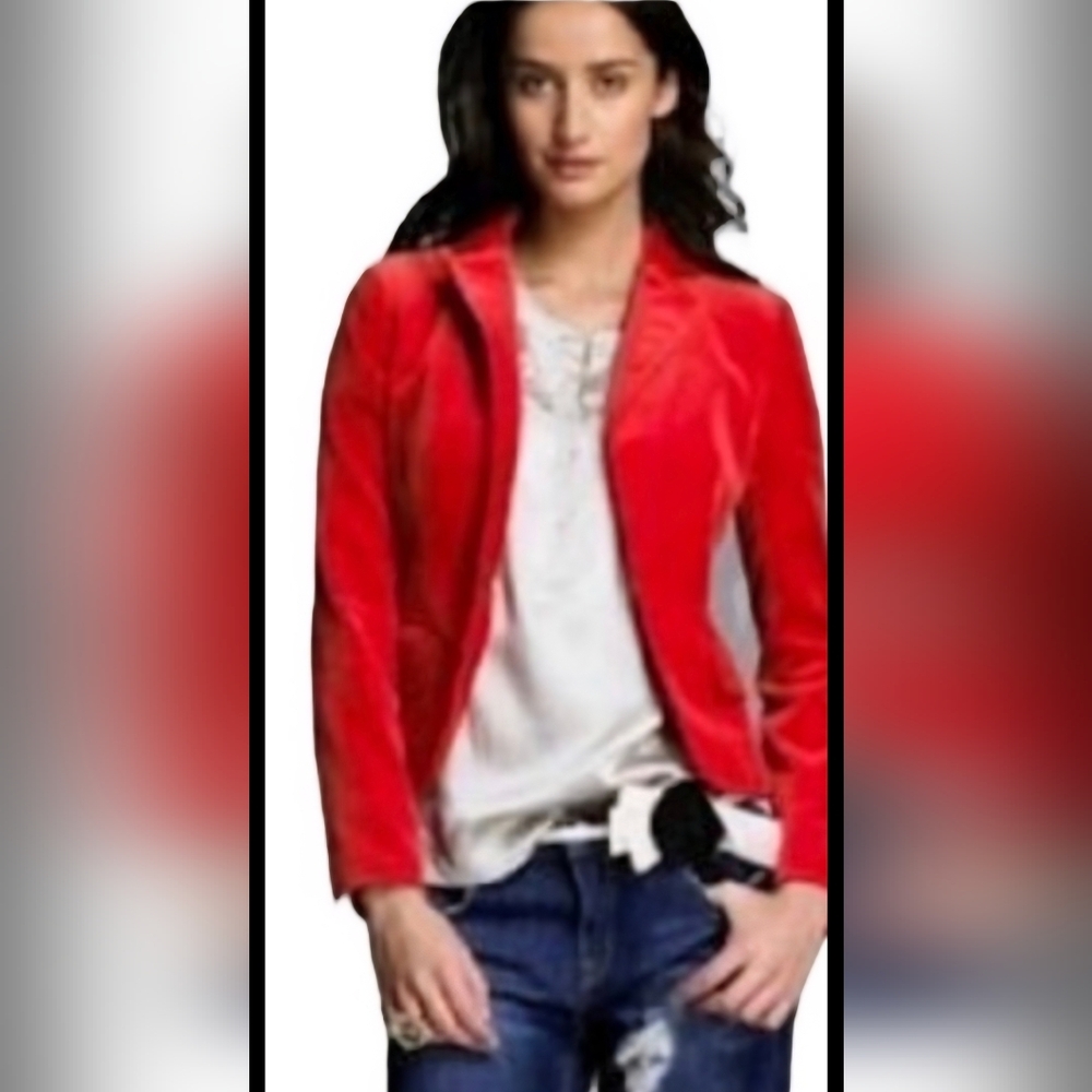 J. Crew Red Velvet Tailored Blazer
